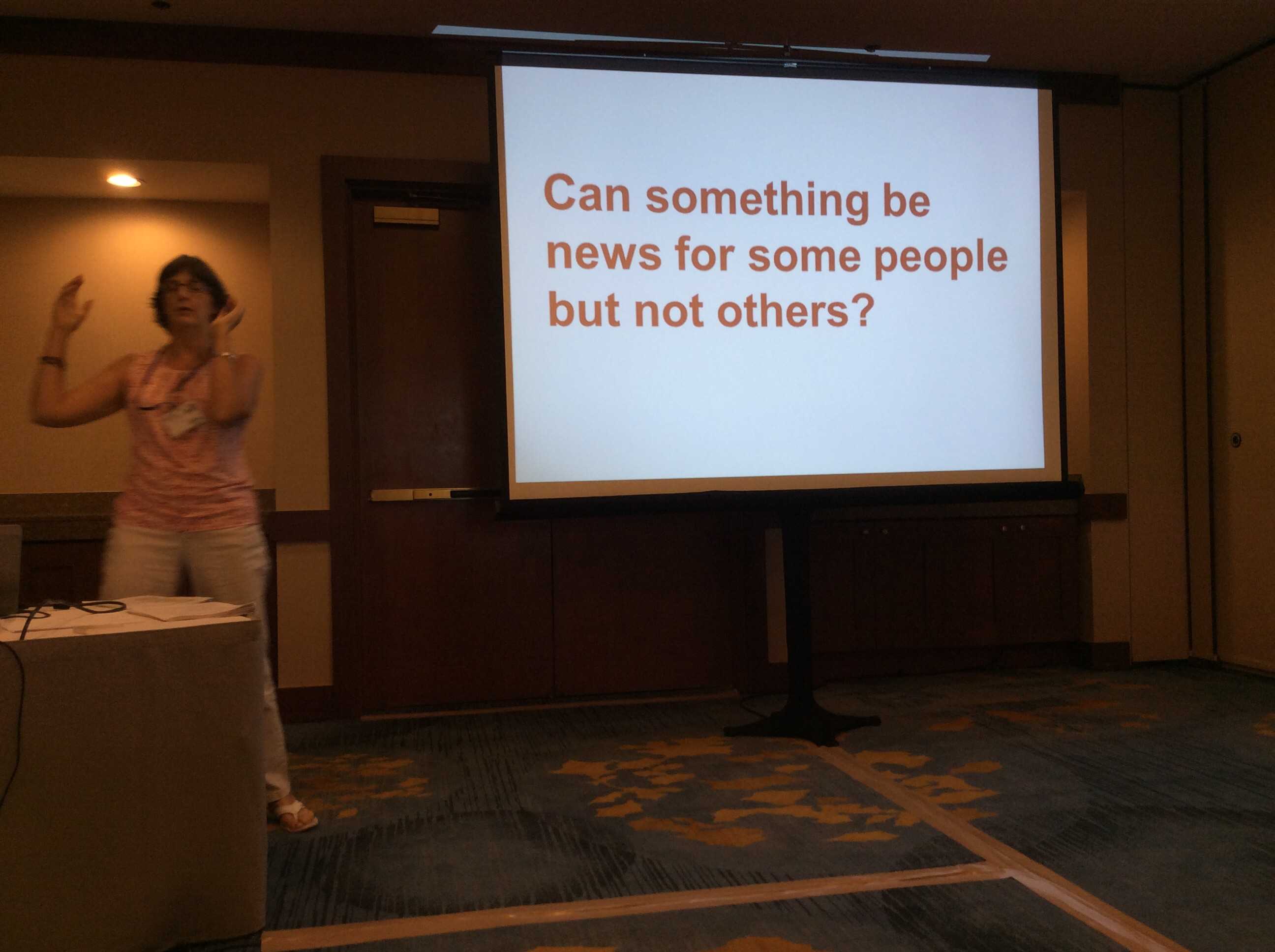 Vicki McCash Brennan from St. Petersburg, Fl leads a session on generating unique story angles and fresh coverage.