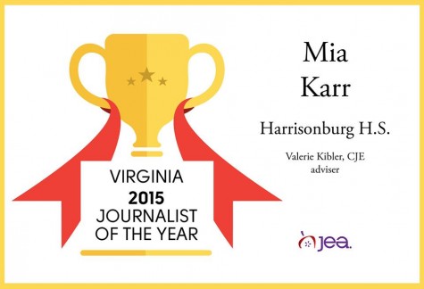 Harrisonburg High Schools Mia Karr named Virginia Journalist of the Year