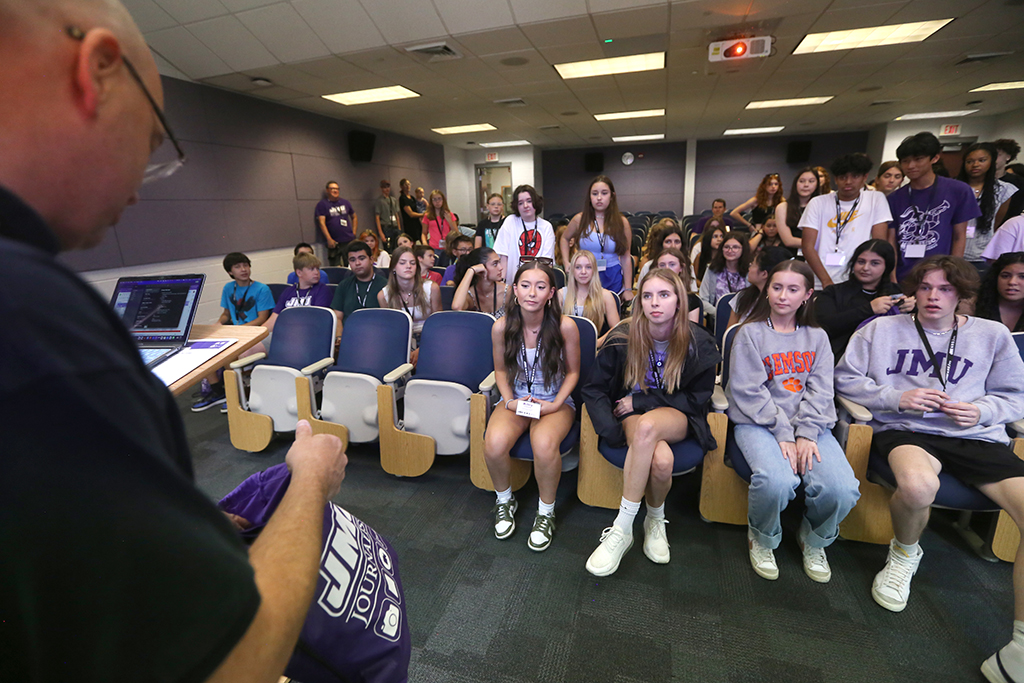 Brad Jenkins discusses rules other details of jCamp at the opening of the JMU VAJTA jCamp in Harrisonburg, Virginia, July 16, 2023. Photo by Bradley WIlson